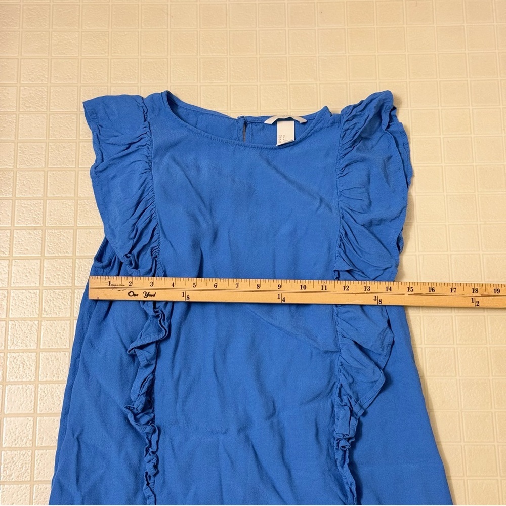 H&M Blue Ruffled Mini Dress Size 6 - Picture 3 of 4